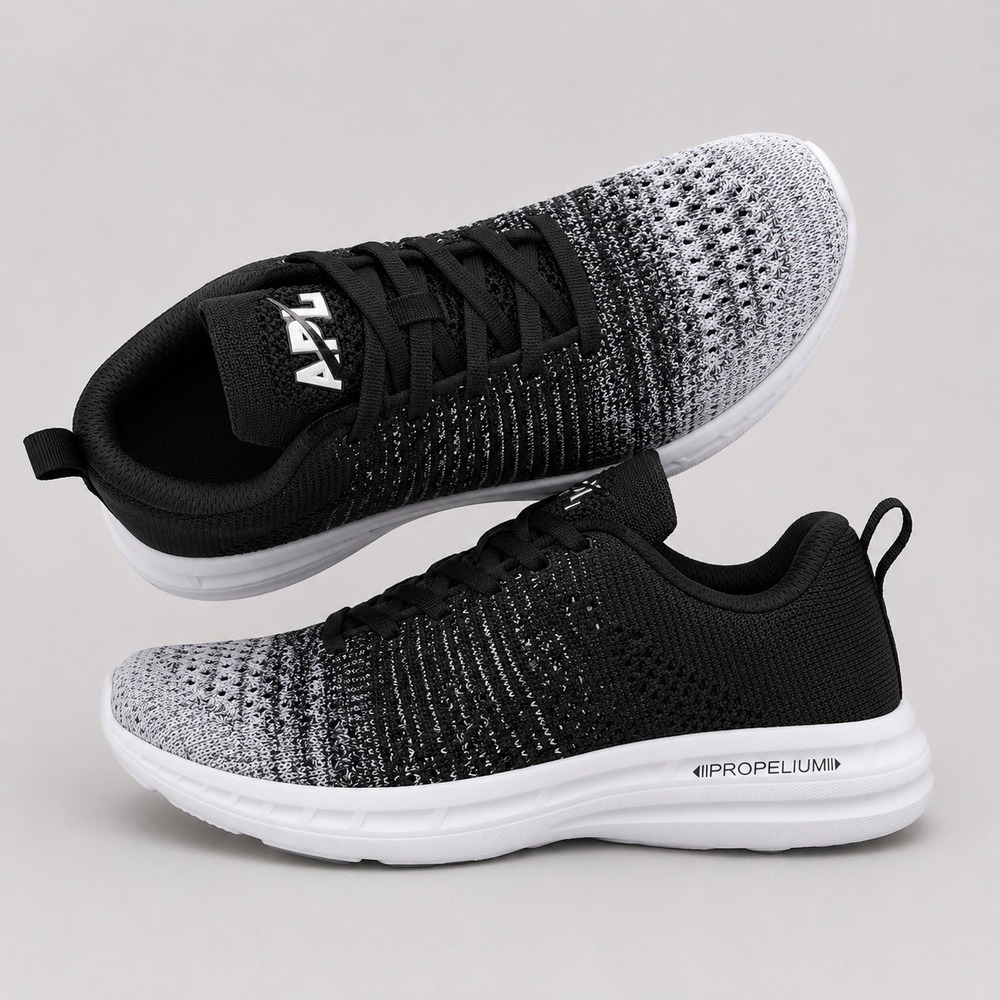 APL TechLoom Pro White Heather Grey Black Melange Sneakers Size 5 Gym Athleisure